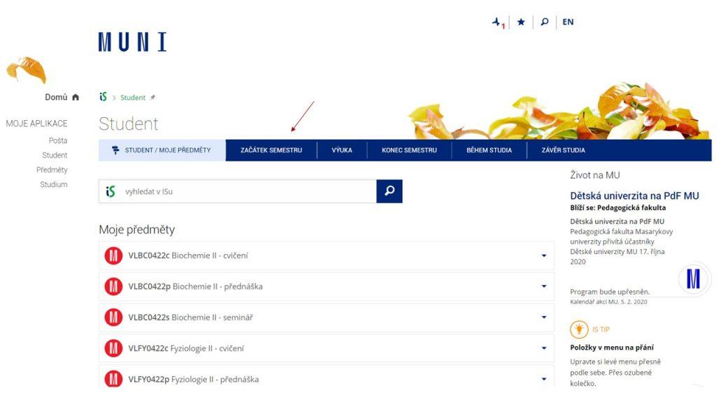 IS registrace predmetu anglictina
